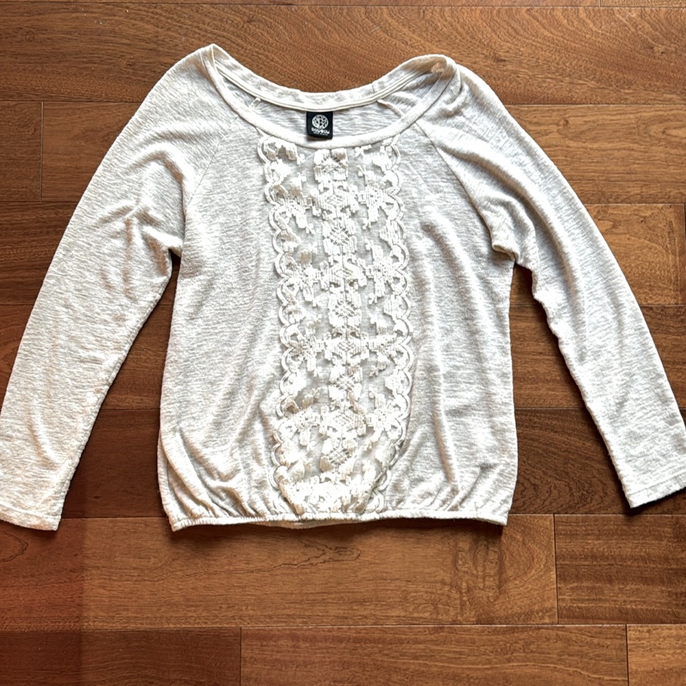 Bobeau- Lace Front Blouse